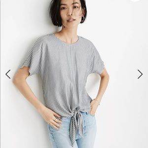 Madewell Black and White Striped Blouse